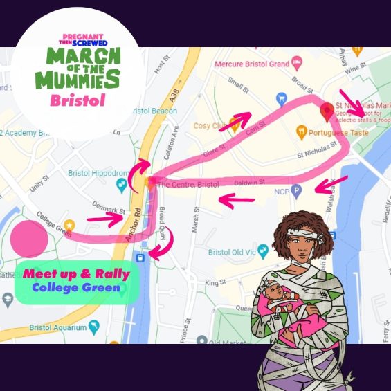 alt text: March of the mummies Bristol route