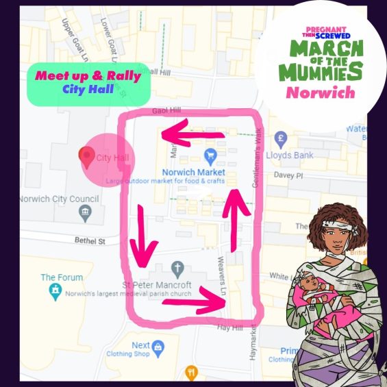 Alt Text: March of the Mummies Norwich route
